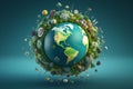 Earth surrounded by diverse healthrelated Royalty Free Stock Photo