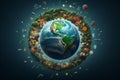Earth surrounded by diverse healthrelated Royalty Free Stock Photo