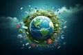Earth surrounded by diverse healthrelated Royalty Free Stock Photo