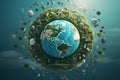 Earth surrounded by diverse healthrelated Royalty Free Stock Photo