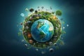 Earth surrounded by diverse healthrelated Royalty Free Stock Photo