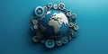 Earth Surrounded by Gears Symbolizing Global Technology and Progress Royalty Free Stock Photo