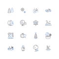 Earth system line icons collection. Atmosphere, Biosphere, Geosphere, Hydrosphere, Climate, Ecosystem, Weather vector