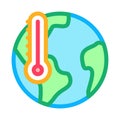 Earth temperature icon vector outline symbol illustration