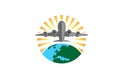 Earth Travel Sun Airplane Creative Logo