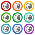 Earth vector icons, set of colorful flat design buttons for webdesign and mobile applications Royalty Free Stock Photo