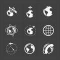 Earth vector icons set on dark background