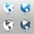 Earth vector icons set in different colors Royalty Free Stock Photo
