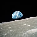 Earth View from the Moon\'s Surface Royalty Free Stock Photo