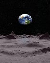 Earth view from the moon surface Royalty Free Stock Photo