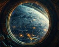 Earth view space spaceship planet cosmos global world city lights atmosphere technology exploration