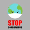 Earth with virus protection mask. Coronavirus 2019-nCoV alert vector illustration. Wuhan virus.