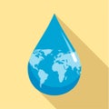 Earth water drop icon, flat style Royalty Free Stock Photo