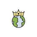 earth wear corona, after coronavirus line illustration icon. Signs and symbols can be used for web, logo, mobile app, UI, UX