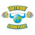 Earth white background. Earth Day. Strong planet. Planet bodybuilder with huge muscles. Earth is isolated. Fitness planet Earth