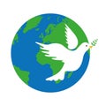 Earth and white dove peace symbol Royalty Free Stock Photo
