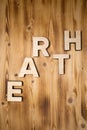 EARTH word made with building blocks on wooden board