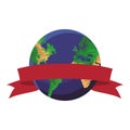 Earth world blank ribbon banner