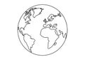 Earth World globe continuous simple line, vector illustration