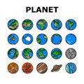 earth world planet globe map icons set vector Royalty Free Stock Photo