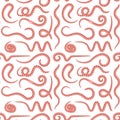 Earth worm seamless pattern. Earthworms vector illustration