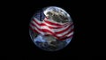 Earth wrapped with Flag