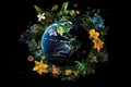 The Earth Wrapped in Leaves and Flowers, Generative AI