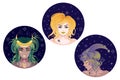 Earth zodiac girls avatar set Royalty Free Stock Photo