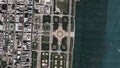 Earth zoom in from space to Chicago, United States in Buckingham Fountain