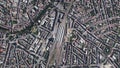 Earth zoom in from space to Munster, Germany in Hauptbahnhof Hbf