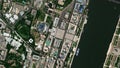 Earth zoom in from space to Pyongyang, North Korea in Kim Il Sung Square