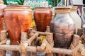 Earthen jars for sale. Royalty Free Stock Photo