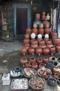Earthen pots for sale at Kumbharwada, Mumbai Royalty Free Stock Photo