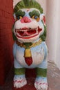 Earthen Statue of lion kept near the entrance of hotel in Nepal to attract the customers Royalty Free Stock Photo