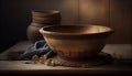 Earthenware bowl filled with rustic flower pot generated by AI Royalty Free Stock Photo