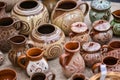 earthenware,crockery in the handicraft mart Kaziukas, Vilnius, Lithuania Royalty Free Stock Photo