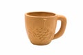 Earthenware cup with grape fruit pattern on the side.