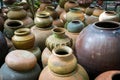 Earthenware handmade old clay pots in Thailand Royalty Free Stock Photo