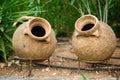 Earthenware jar in garden Royalty Free Stock Photo