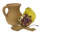 Earthenware jug and fruit