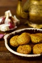 Earthenware plate with falafel