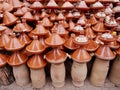 Earthenware tajine pots for sale in souk of Marrakech, Morocco.