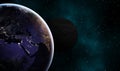 Earthlike and another dark exoplanet concept design background