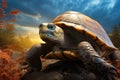 Earthly elegance a turtles detailed portrait against the natural ground