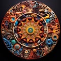 Earthly Kaleidoscope: Collage-style Illustration of Colorful Pottery and Ceramics