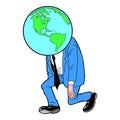 cartoon earthman tired Royalty Free Stock Photo