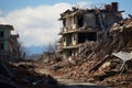 Earthquake aftermath Buildings and houses reduced to rubble and ruins Royalty Free Stock Photo