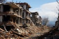 Earthquake aftermath Buildings and houses reduced to rubble and ruins Royalty Free Stock Photo