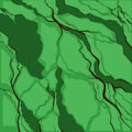 Earthquake. Black cracks on green background. Natural disaster. Modern cataclysm. Pits and depressions. Vector square image