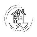 Earthquake black line icon on white background. Seismic activity. Tremors. Pictogram for web page, mobile app, promo. UI UX GUI